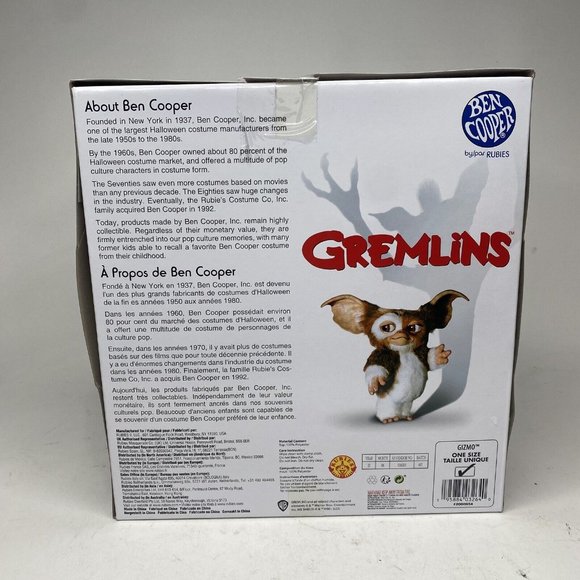 Ben Cooper Gremlins GIZMO Halloween Costume Top & Mask Adult Rubies Open Box - Picture 2 of 12